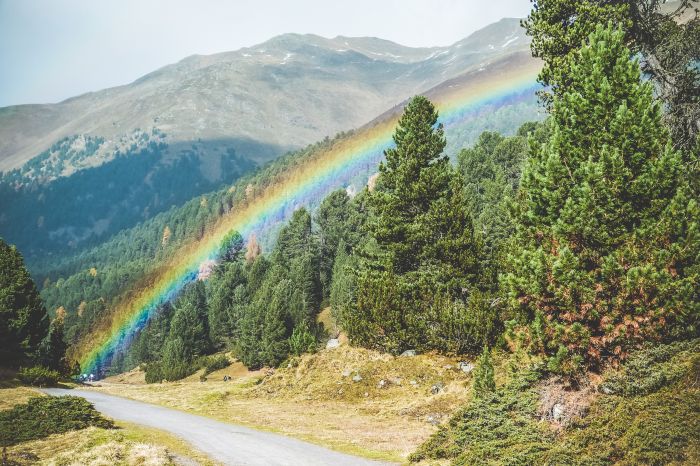 Wenn sich Dein Weg «RICHTIG» anfühlt: Regenbogen trifft auf Wanderweg.